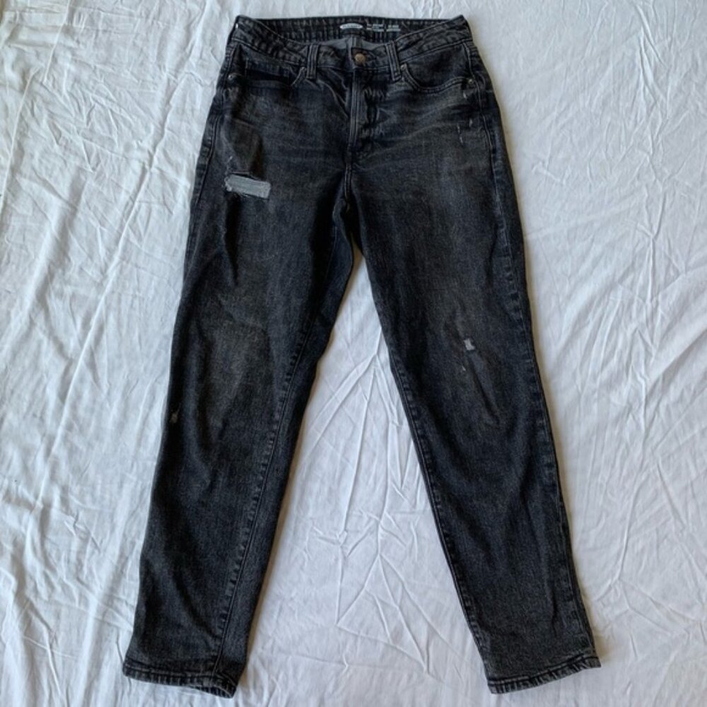 Old Navy High Waisted Straight Leg Faded Black Denim Jeans